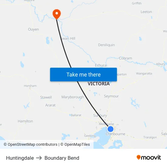 Huntingdale to Boundary Bend map