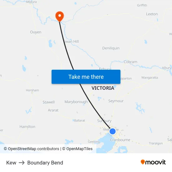 Kew to Boundary Bend map