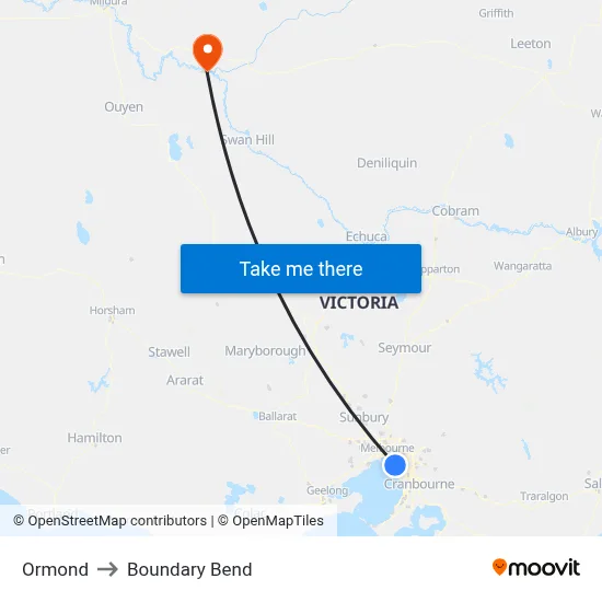 Ormond to Boundary Bend map