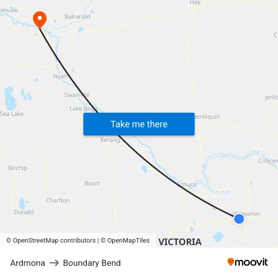 Ardmona to Boundary Bend map