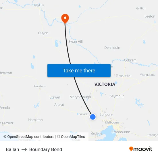 Ballan to Boundary Bend map