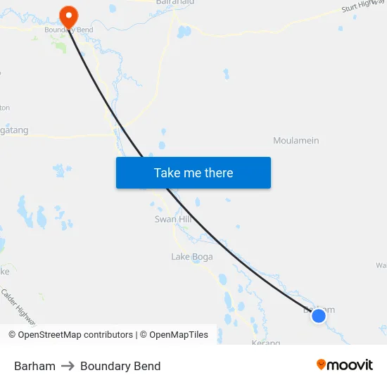 Barham to Boundary Bend map