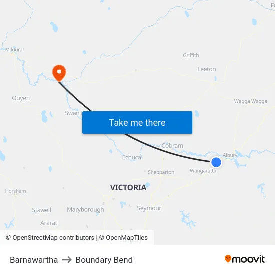 Barnawartha to Boundary Bend map