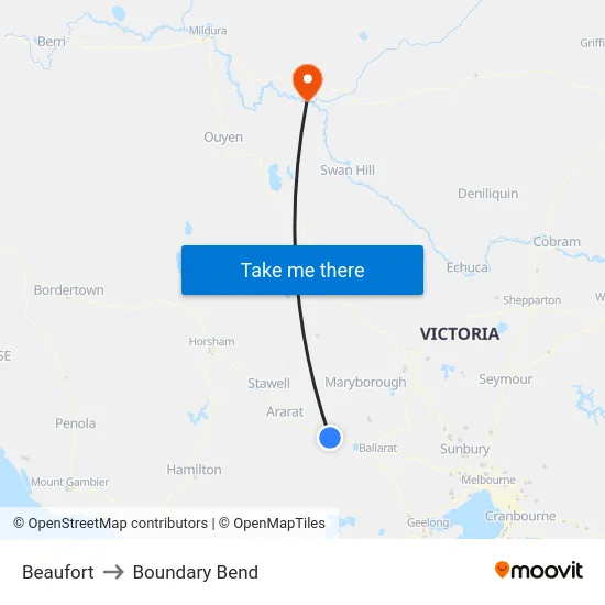Beaufort to Boundary Bend map