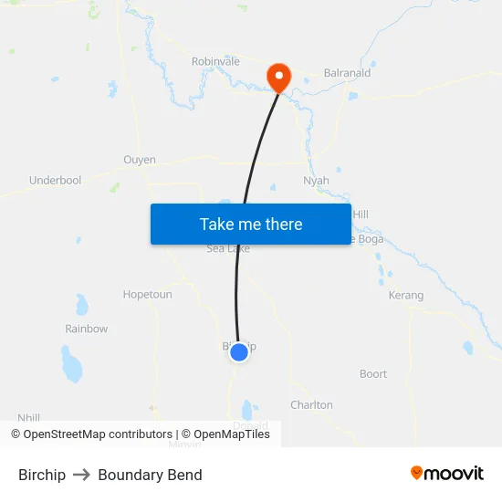 Birchip to Boundary Bend map