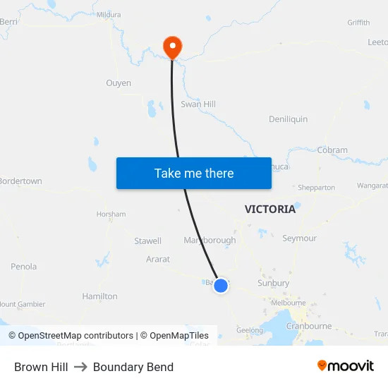 Brown Hill to Boundary Bend map