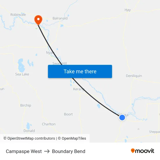 Campaspe West to Boundary Bend map