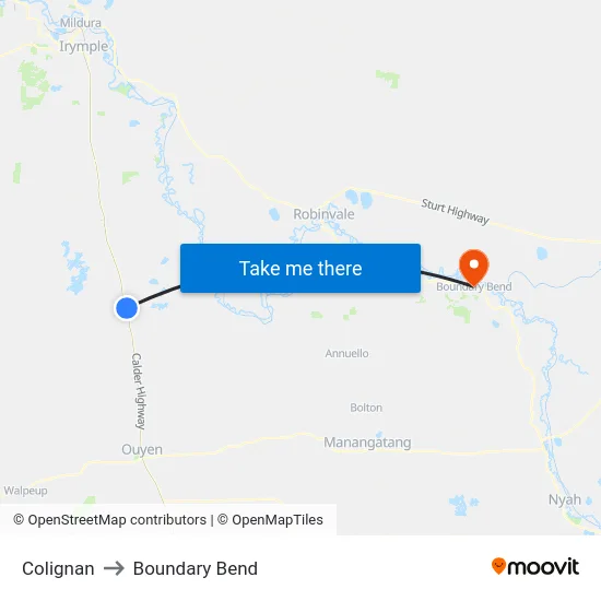Colignan to Boundary Bend map
