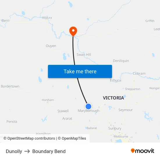 Dunolly to Boundary Bend map
