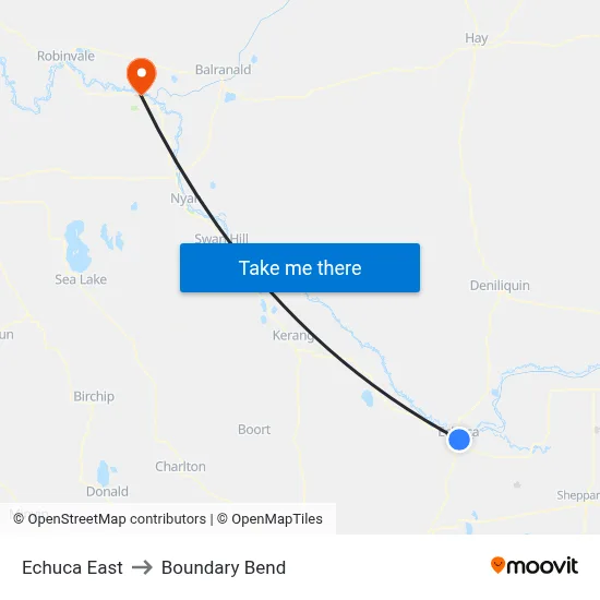 Echuca East to Boundary Bend map
