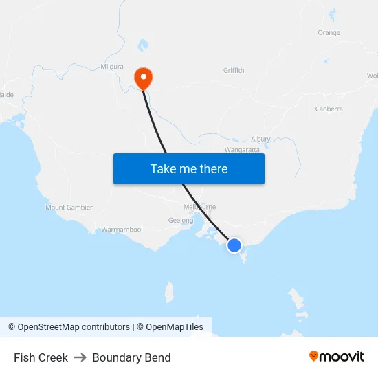Fish Creek to Boundary Bend map