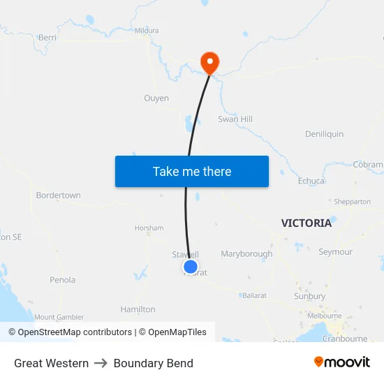 Great Western to Boundary Bend map