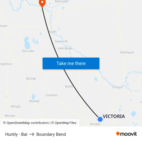Huntly - Bal to Boundary Bend map