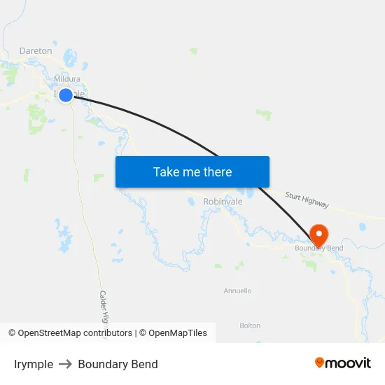 Irymple to Boundary Bend map