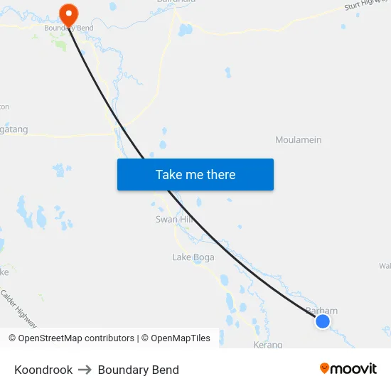 Koondrook to Boundary Bend map