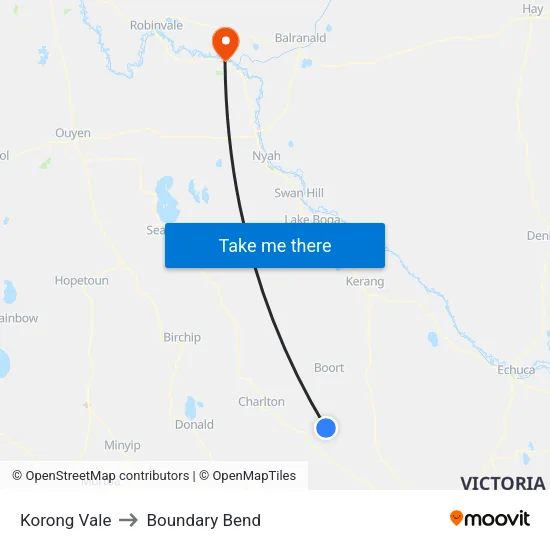 Korong Vale to Boundary Bend map