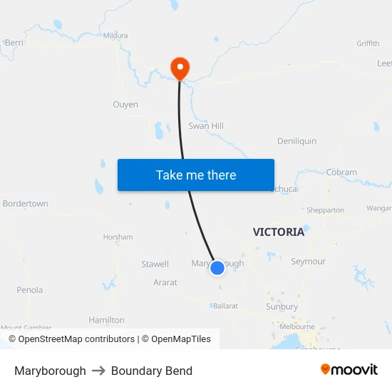 Maryborough to Boundary Bend map