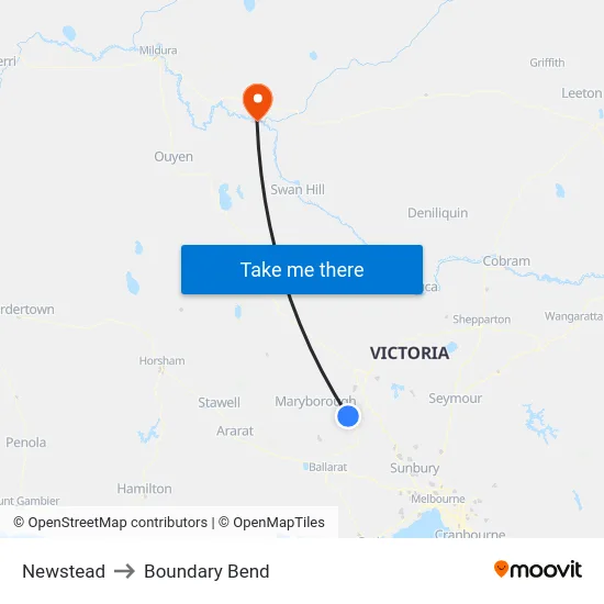 Newstead to Boundary Bend map