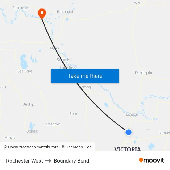 Rochester West to Boundary Bend map