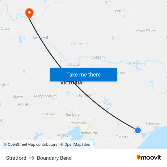Stratford to Boundary Bend map