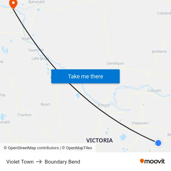 Violet Town to Boundary Bend map