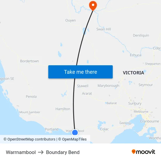 Warrnambool to Boundary Bend map