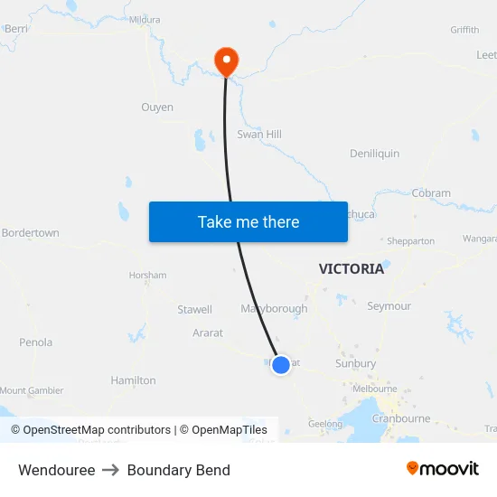 Wendouree to Boundary Bend map