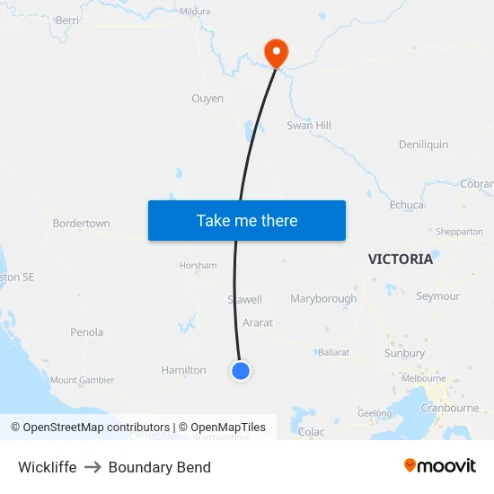 Wickliffe to Boundary Bend map