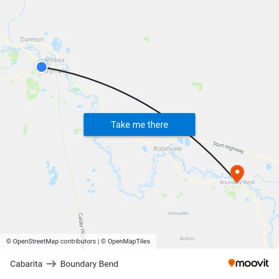 Cabarita to Boundary Bend map