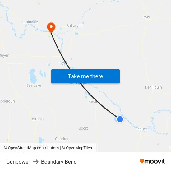 Gunbower to Boundary Bend map