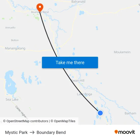 Mystic Park to Boundary Bend map