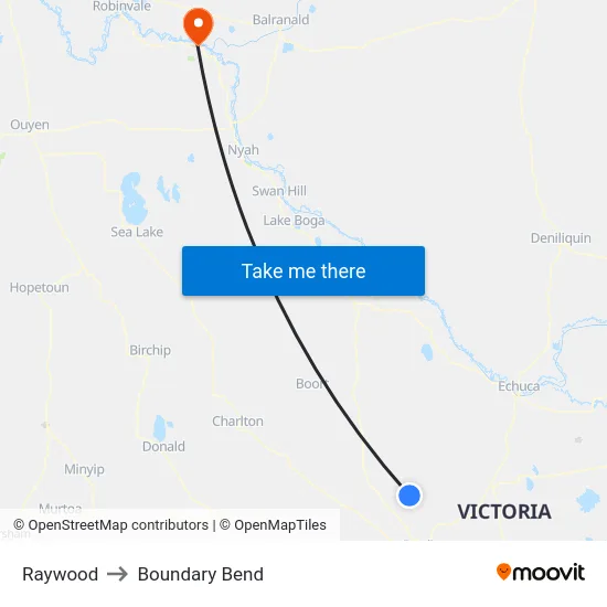 Raywood to Boundary Bend map