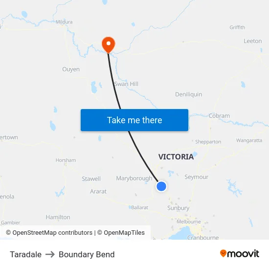 Taradale to Boundary Bend map