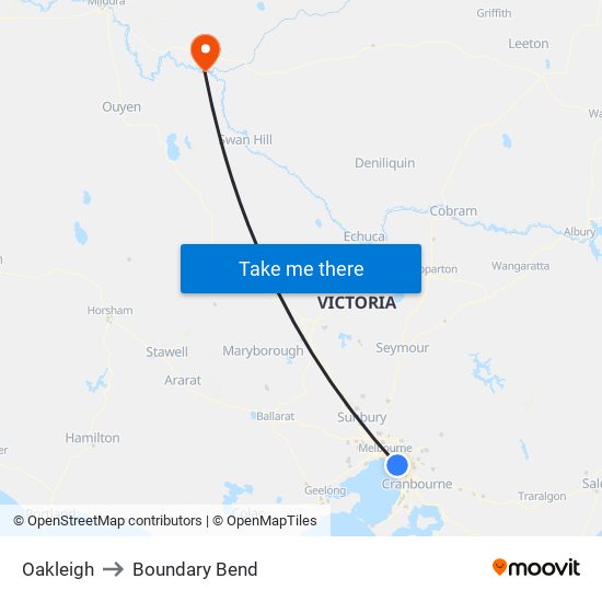 Oakleigh to Boundary Bend map