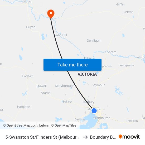 5-Swanston St/Flinders St (Melbourne City) to Boundary Bend map