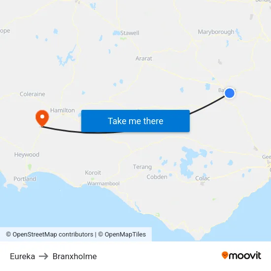 Eureka to Branxholme map