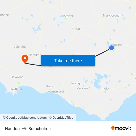 Haddon to Branxholme map