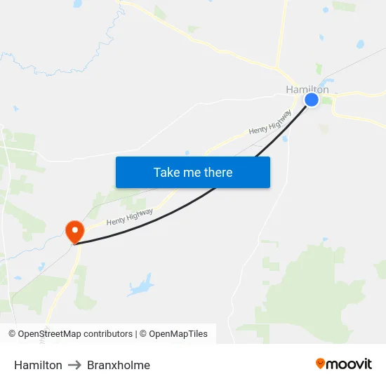 Hamilton to Branxholme map
