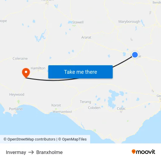 Invermay to Branxholme map