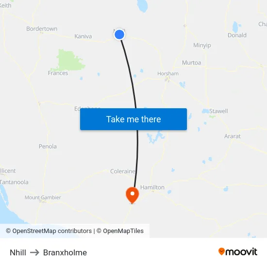 Nhill to Branxholme map