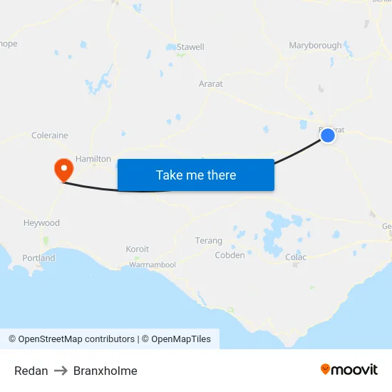 Redan to Branxholme map