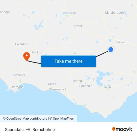 Scarsdale to Branxholme map