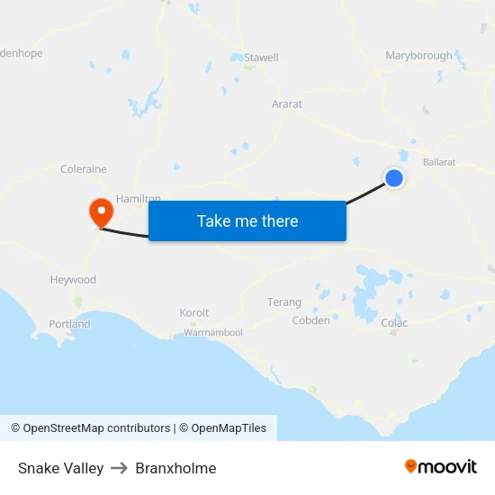 Snake Valley to Branxholme map