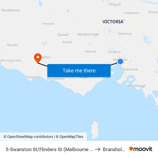 5-Swanston St/Flinders St (Melbourne City) to Branxholme map