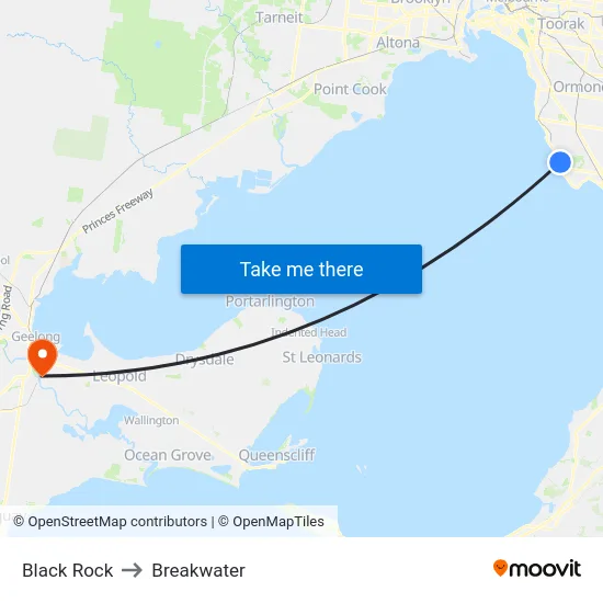 Black Rock to Breakwater map