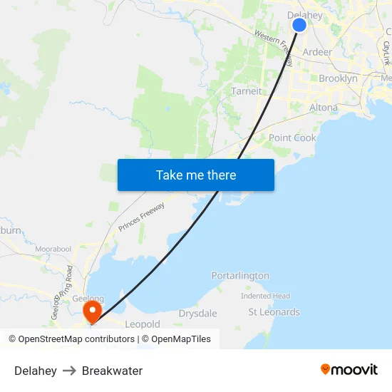 Delahey to Breakwater map