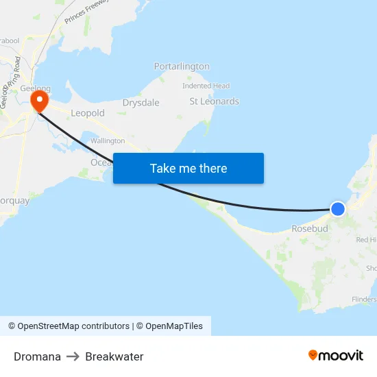 Dromana to Breakwater map