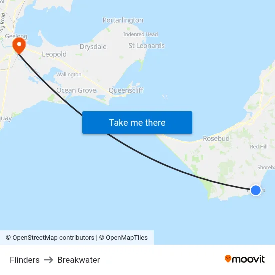 Flinders to Breakwater map