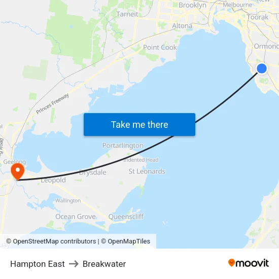 Hampton East to Breakwater map