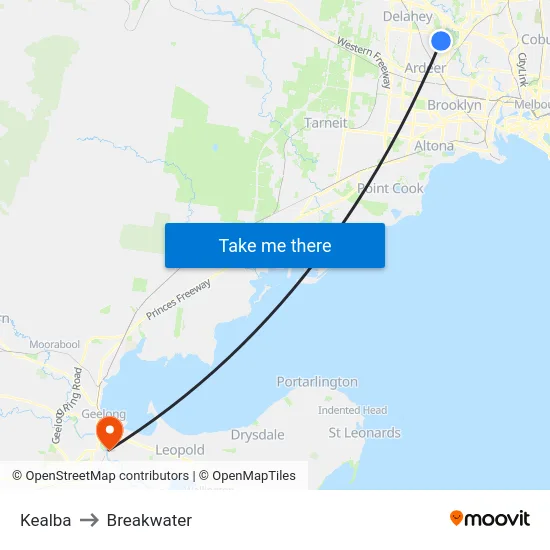 Kealba to Breakwater map